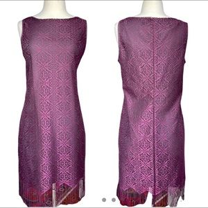 Vintage flapper style lace dress sz 6 with fringe and drop waist. Purple black